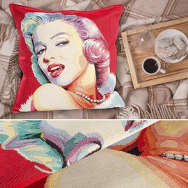 ANRO Cushion Cover Decorative Cushion Sofa Cushion Cover Tapestry Motif Marilyn Monroe 45 x 45 cm without Filling