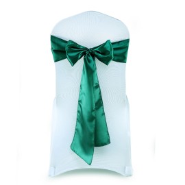 Unbranded 100 Emerald Green Satin Chair Sashes Silky Sateen Chair Bows wedding party décor