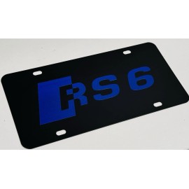 RS6 (BLUE) License Plate Reinforce | Black Metal | Street Racing Performance USA