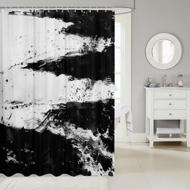 jejeloiu Black and White Shower Curtain for Bathroom Decor 72" L x 72" W Modern Abstract Bath Curtain Boho Minimalist Bathroom Accessories with 12 Hooks, Polyester