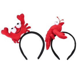 Mikinona 2pcs Cartoon Lobster Crab Hairbands Fun Red Headwears for Boy Girl for Parties Festivals Seafood Restaurant Events Cute Soft Design