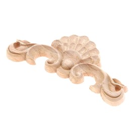 MUXSAM 4Pcs Wood Carved Mouldings Wooden Carving Appliques Corner Onlay Frame Decal of Furniture Decoration 11.5x5cm