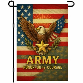 BlissYard Army Garden Flag 12x18 Inch Patriotic Double Sided Yard Flag with Eagle and Star USA American Military Outdoor Decor for Veterans Honor Duty Courage Display