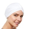 Beemo Polyester Twisted Pleated Turban Head Cover - White