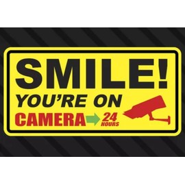 2 pcs Smile You're on Camera Safety Vigilance Sticker Warning, 6 inches - Security Alarm Window Car Motorbike Warning Theft Sticker Safety Decals