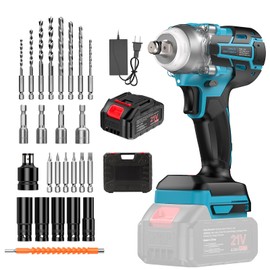 KisPoy Cordless Impact Wrench 1/2 Inch Electric, (300N.m) 1/2 Impact Gun Brushless Battery Powered for Car Tire, 4.0Ah Battery