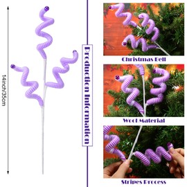 Kathfly 6 Pcs Christmas Tree Picks Sandworm Decor Woolen Bells Curly Picks Christmas Tree Ornaments Xmas Branches with Bells Xmas Hanging Decorations for Party DIY Home Crafts Gifts(Macaron)