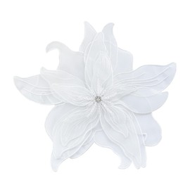 Exaggerated Organza Fabric Flower Brooch Pin for Women Girls Fashion Dainty Layered Big Beaded Corsage Boutonniere Brooches Lapel Pins Delicate Wedding Birthday Holiday Dress Accessories Jewelry Gift (White)