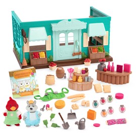 Li'l Woodzeez – Pass – the – Pasta Restaurant Playset – 41 Pieces Dollhouse Set with Table, Benches, Food & Accessories for Imaginative Roleplay – Compatible with Figurines 3+ Years