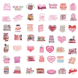 Pink Bookish Stickers 50pcs, Book Stickers for Kindle, Pink Sticker Aesthetic, Girly Booktok, Reading Sticker for Woman,Girl,Book Lover STICKERS2 (C)