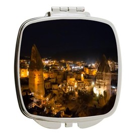 Island Gifting - Image of Cappadocia at Night Light in Turkey - Square Compact Mirror - Travel Mirror