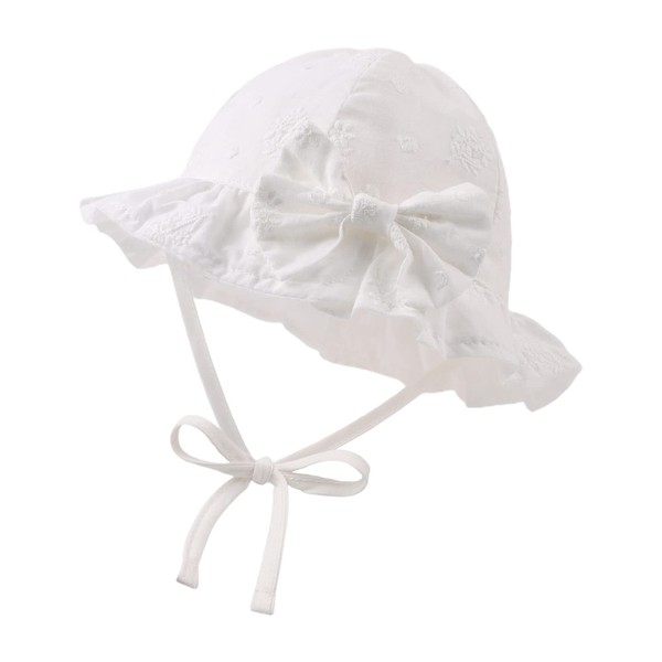 JANGANNSA Cotton Bow Baby Girls Hat Flower Infant Toddler Summer