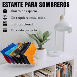 Expositor y organizador de gorras de béisbol Juego de 2 piezas de 14 estantes acrílicos para gorras de béisbol, Estantes acrílicos para gorras de béisbol para dormitorio, armario, ropero, cómoda