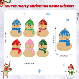 Anwyll Christmas Gift Name Tags Stickers,Self-Adhesive to from Christmas Snowman Labels Stickers,120Pcs 3×2Inch Kraft Xmas Snowman Holiday Name Tags Labels Stickers for Envelope Gift Present Packaging