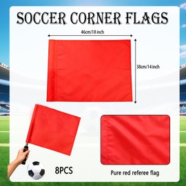 8 Pieces Solid Red Soccer Referee and Corner Flags