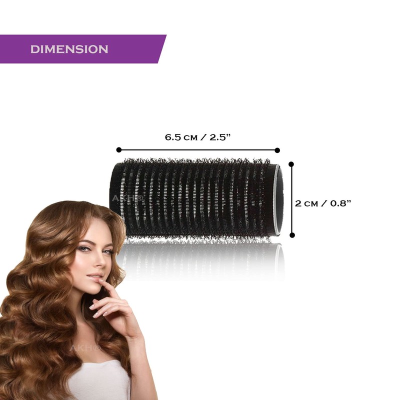 AKH® 24 Pcs Black Hair Rollers | Small Hair Curlers