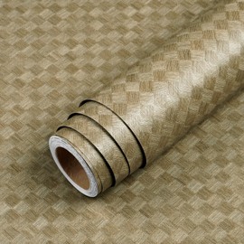 LACHEERY Brown Geometric Peel and Stick Grasscloth Wallpaper Textured Woven 15.8"x276" Diamond Pattern Basket Weave Wallpaper Self Adhesive Decorative Contact Paper for Walls Cabinets Vinyl Wrap Roll