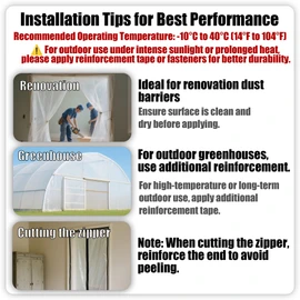 MAYOKEN® 2-Pack Black Heavy Duty Peel & Stick Zipper, 7ft x 3in, Double-Sided Self-Adhesive Zipper Door for Dust Barriers, Greenhouses, Construction Sites