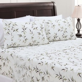 Chanasya Premium Printed Queen Bed Sheet Set 4-Piece - Soft Lattice Bamboo Print - 1 Flat Sheet 1 Fitted Sheet 2 Pillowcases - Wrinkle Resistant Microfiber Sheets - Creme - Queen