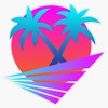Retro 80'S Sunset Palms Bumper Sticker Window Vinyl Decal 5"