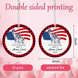 Christmas Ornaments 2024, First Christmas with a Green Card Hanging Ornaments American Citizenship Gifts New Us Citizen Ornament for Congratulations On Immigration, Immigrants Naturalization