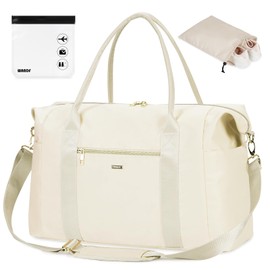 WANDF Cabin Bag 45x36x20 for Easyjet Airlines Underseat Travel Bag with TSA Approved Quart Size Bag & Shoes Bag Holdall Bag Carry on Hand Luggage Weekend Bag for Women and Men (White 32L)