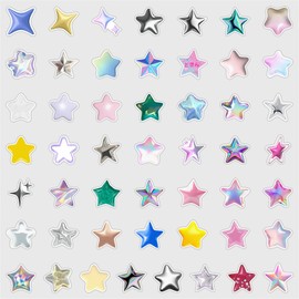 50 Pcs 3D Star Stickers, Little Stars Stickers for Kids Reward, Sparkly Holographic Sticker, Glitter 3D Star Sticker for Behavior Reward Chart and DIY Decoration