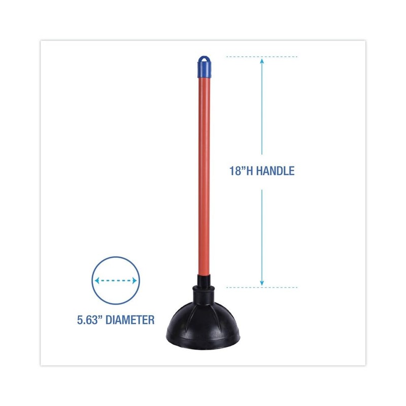 Boardwalk BWK09201EA 18 in. Plastic Handle Toilet Plunger for 5-5/8