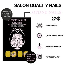 Flower Press on Nails Short Square OFDNE Yellow Fake Nails Floral False Nails with Designs Sun Flower Full Cover Glossy Glue on Nails Spring Summer Acrylic Nails for Women Girls 24 Pcs