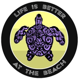 Athena Brands Turtle Life is Better at the Beach Car Truck Window Bumper Graphic Sticker Decal - Black