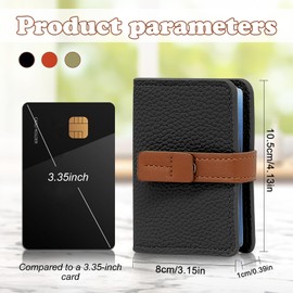 FuninCrea Women's Card Holder with 22 Independent Card Sleeves Made of Faux Leather Small Wallet Women's Business Cards Storage Compact Card Holder ID with Snap, orange, Contemporary