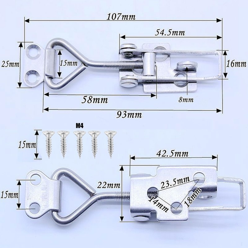 Set of 4 Stainless Steel Toggle Latches, Snap Lock Large