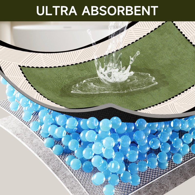 Ultra Thin Bath Mat 24"x16",Absorbent Quick Dry Washable Bath Rug,