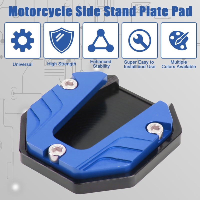 WODHMIEY Motorcycle Kickstand Extender,Motorcycle Side Stand Plate Pad,Foot Side Stand