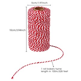OITUGG [2 Roll] Christmas String 200m/ 656 feet - Christmas Twine with 14pcs Gift Tags - Twine String for Christmas Crafts Tags Cards - 100% Cotton Twine for Bakers Twine Butchers Twine (Red+Green)
