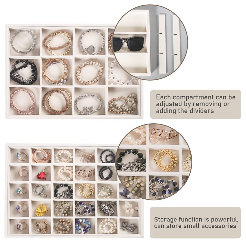 Coward Stackable Jewelry Trays Organizer Set with Clear Lid, Trays
