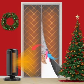 TORRAMI Magnetic Thermal Insulated Door Curtain, Fits Door Size 36" x 80", Thicken Oxford Material Door Screen Temporary Door Insulation to Keep Warm in Winter Door Cover Weighted Bottom