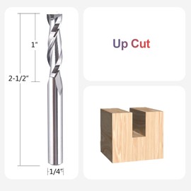 SpeTool 1/4 Inch Shank Up Cut Spiral Router Bit, 1 Inch Cutting Length, HRC55, 2-1/2 Inch Total Length, Solid Carbide End Mill for Wood Carving
