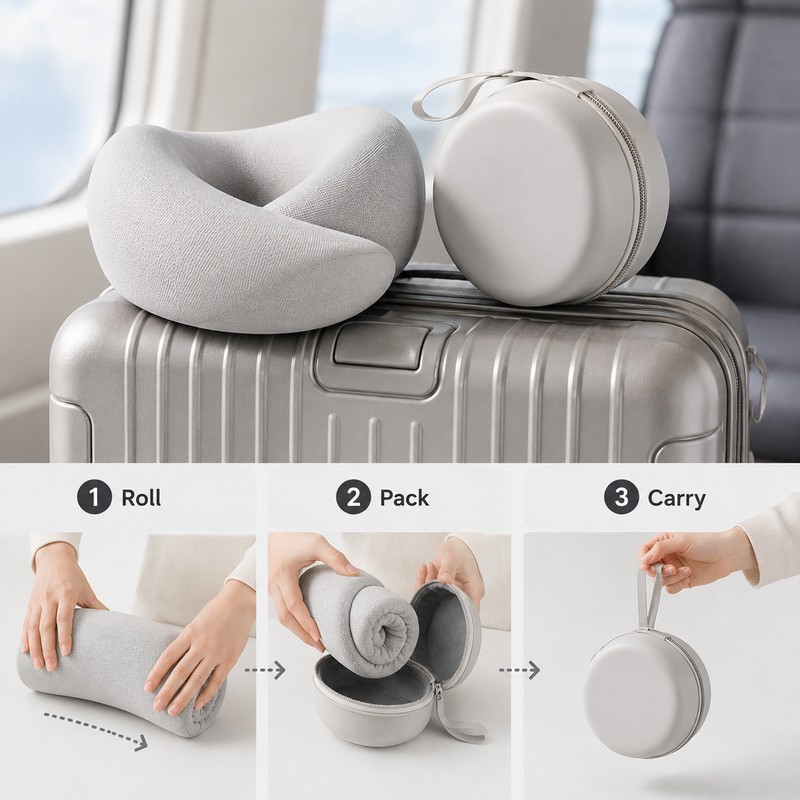 U-Shaped Neck Pillow Neck Support Slow Rebound Adjustable Travel Neck
