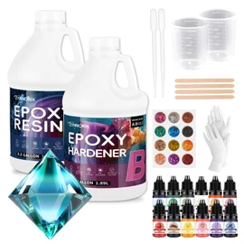 ZYNNORIX Epoxy Resin Kit, Crystal Clear Epoxy Resin,Strong, Durable, not Yellowing, no Bubbles,Self Leveling,for DIY, Jewellery, Table top, Molds, Wood, Resin Epoxy - for Beginners & Pros,1 Gallon
