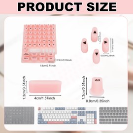 70pcs Cute Keyboard Stickers for Long Nails, Soft Silicone Raised Keyboard Cover with Letters Reusable Keypad Bubbles for Women Desktop Computer