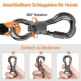 X XBEN Recall Lead for Dogs, 3 m 5 m 6 m 9 m 10 m 15 m 20 m 25 m 30 m 8 mm Strong Dog Lead with Comfortable Padded Handle, Training Lead for Small Medium Large Dogs, Lockable Carabine
