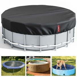 LXKCKJ 9 Ft Round Pool Cover, Solar Covers for Above Ground Pools, Stock Tank Pool Cover Protector with Accessories, Round Hot Tub Covers Ideal for Waterproof and Dustproof (Black)