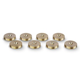 PrecisionGeek Brass Speaker Vibration Damper Pads 20 mm – Slim Chamfered Isolation Feet with Decorative Grooves for Speakers, Hi‑Fi Stands & Turntables – 8 pcs