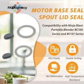 Spout Lid Seal and Motor Base Seal for Ninja Blast Portable Blender BC100 & BC151 Series Silicone Seal for Ninja Blender Accessories Grey