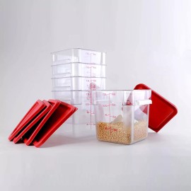 Hakka 5 Pack 8 Qt Plastic Food Storage Container with Lids Food Grade Square Box