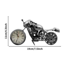 Winterworm Handsome Motorcycle Model with Clock Iron Art Metal Ornament,Retro Black Motorbike Motorcycle Figurine for Woman Man Birthday Christmas Dad Man Gift Office Home Desk Decor