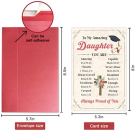Graduation Greeting Card,Religious Graduation Card for Daughter Goddaughter, Congratulation Gifts from Mom Dad, Bible Verse Graduation Card, To My Amazing Daughter