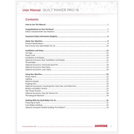 Janome Quilt Maker Pro 16 Operator's Instruction Manual Printed Comb Bound - Printed Manual