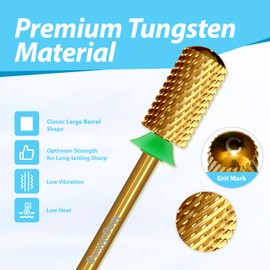 MagiBling Cross Cut Large Barrel 3/32'' Safety Tungsten Nail Drill Bits, Round Top, Remove Gel Fast, Left Right handed, Suitable for Manicure Pedicure Cuticle Gel Polishing, Grit: Coarse.